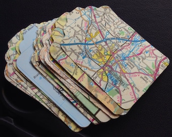 Vintage map and atlas luggage tags (30) die cut