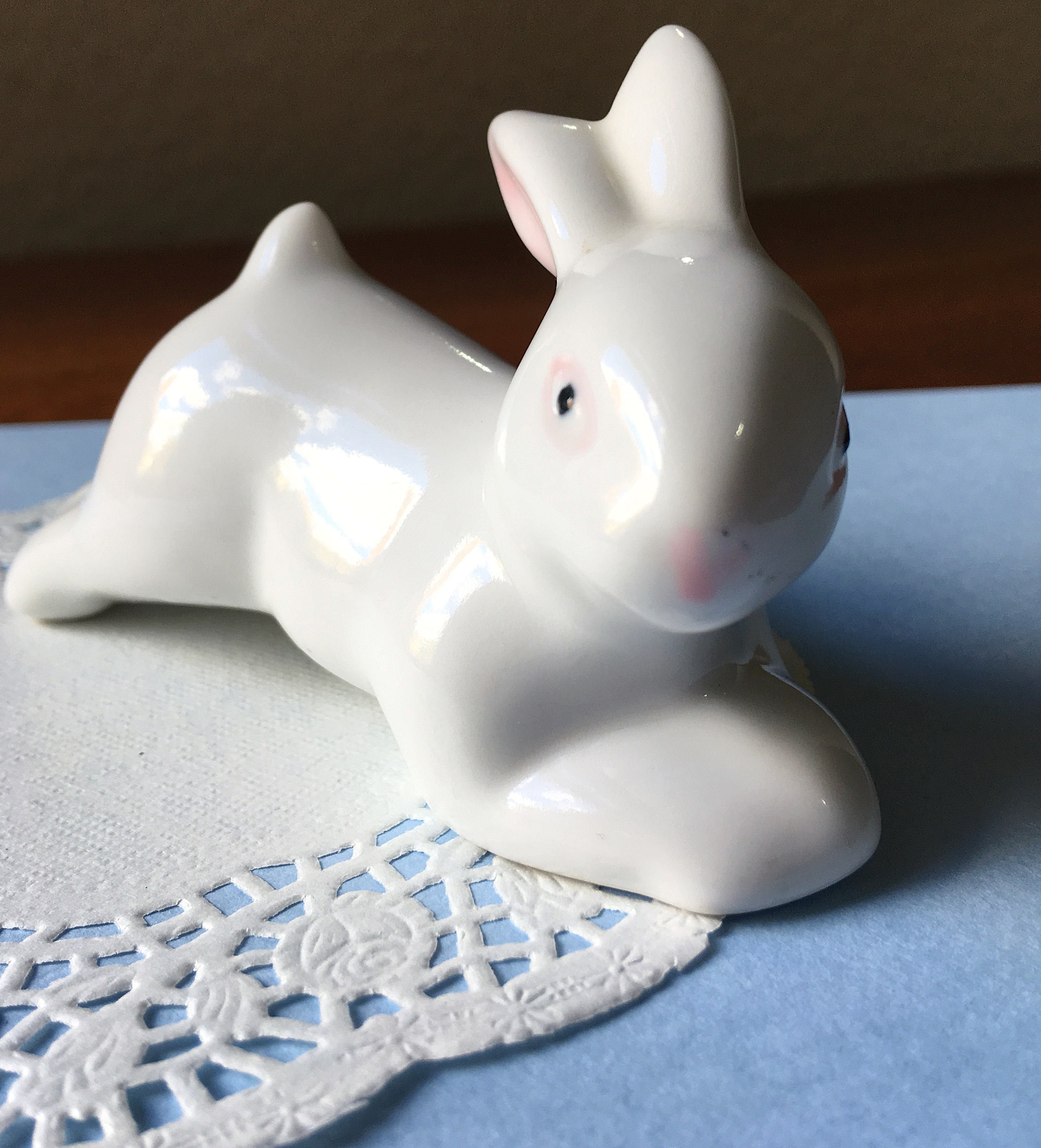 black and white rabbit figurine