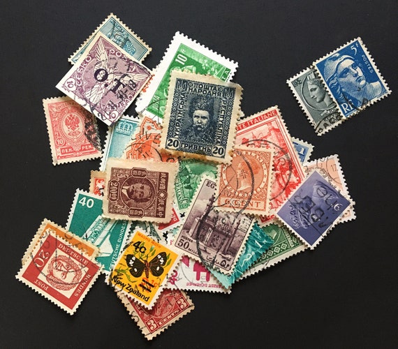Vintage Decorative Perforated Post Stamps for Scrapbook, Journals, Cards  Set C 