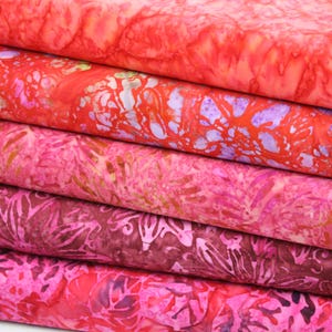 Bali Batiks Premium Cotton Fabric Craft Warm colour 5 FQ Bundle FREE SHIPPING Batiks 3