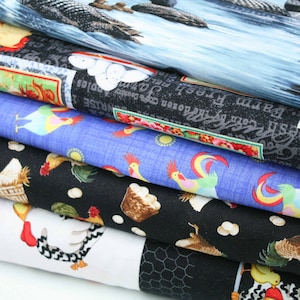 Pato y pollos de Timeless Treasure y Black Quilting Tejido para acolchar 100 % algodón para ropa artesanal ENVÍO GRATIS