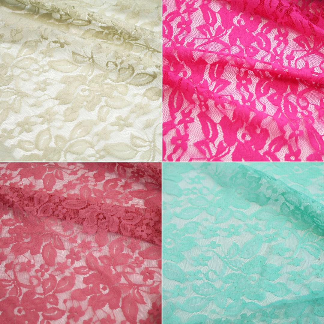 Floral Lace Fabric With Stretch Dressmaking 1.50m Wide Sold by the ...