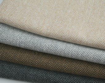 Herringbone Tweed Wool Blended Upholstery Cushion Curtain Sofa Light Grey 1.5m Wide FREE SHIPPING