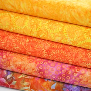 Bali Batiks Premium Cotton Fabric Craft Warm colour 5 FQ Bundle FREE SHIPPING Batiks 2