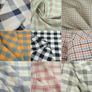 2m Tartan Check 100% Cotton Clothes Lightweight Hight Quality Craft Clothes Fabric Sold By The Meter SALE  FREE SHIPPING