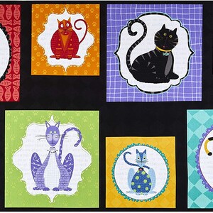 Feeline Good Cats Panel 100% Cotton Fabric By Wilmington PrintsFabric 82cm L