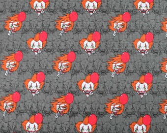 Camelot Fabrics. Character Halloween III. IT Pennywise PeekaBoo Grey - Horror Movie Fabric