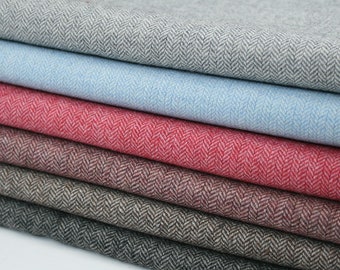 Herringbone Tweed 50% Wool Blend Soft Upholstery Sofa Cushion Chairs Coat Clothes width is 1.50m/59&quot; 8 Colours FREE SHIPPING
