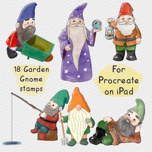 Garden Gnome Procreate Stamps: Hand-Drawn Brush Set (Digital Download)
