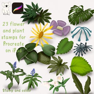 Flower & Leaf Procreate Stamps: 23 Botanical Brushes (Digital Download)