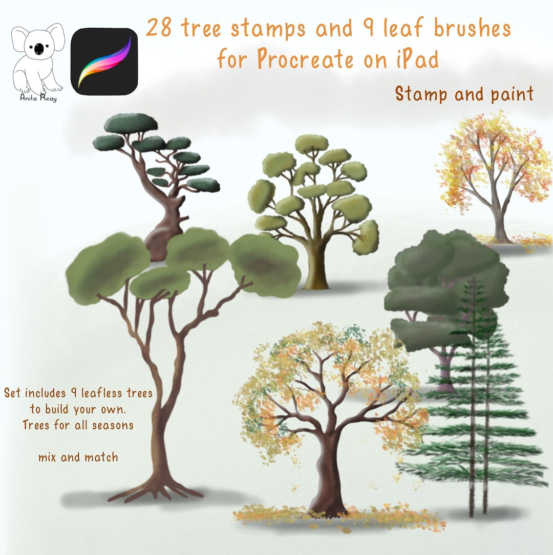 Tree Stamps and Foliage Brushes for Procreate (digital Download) - Etsy