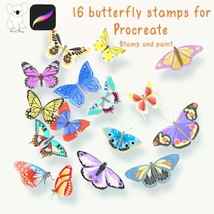 16 Butterfly Procreate Stamps: Hand-Drawn Insect Brush Set (Digital Download)
