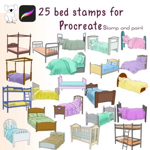Sellos procreados - 25 sellos de cama para su uso en iPad - invitaciones, invitación, imprimir tarjetas de felicitación, decoración