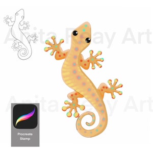 Pennello per timbri Gecko Lizard Procreate (download digitale)