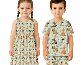 Seamless design Aussie Babies - Australian themed pattern for paper, fabric etc Australian themed cute animals