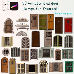 Timbri per porte e finestre Procreate: architettura disegnata a mano (download digitale)