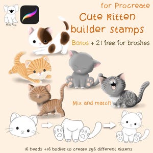 Procreate Cat Stamps: Mix & Match Kitten Brushes (+21 Fur Brushes)