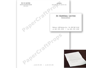 Hannibal Lecter Business Card and Letterhead DIY file (8.5"x11" and A4 included)