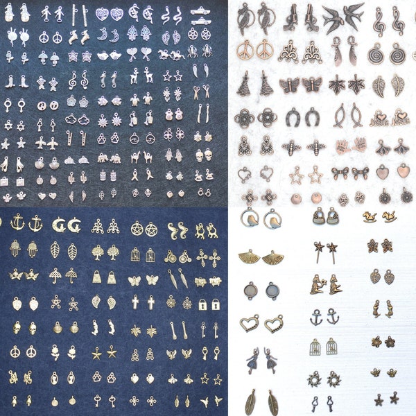 Charm Pairs Mix, Earring Charms Mix, Pairs of Bulk Charms Mixed, Charm Pairs for Jewelry Making, Bulk Tibetan Silver Mix Charms