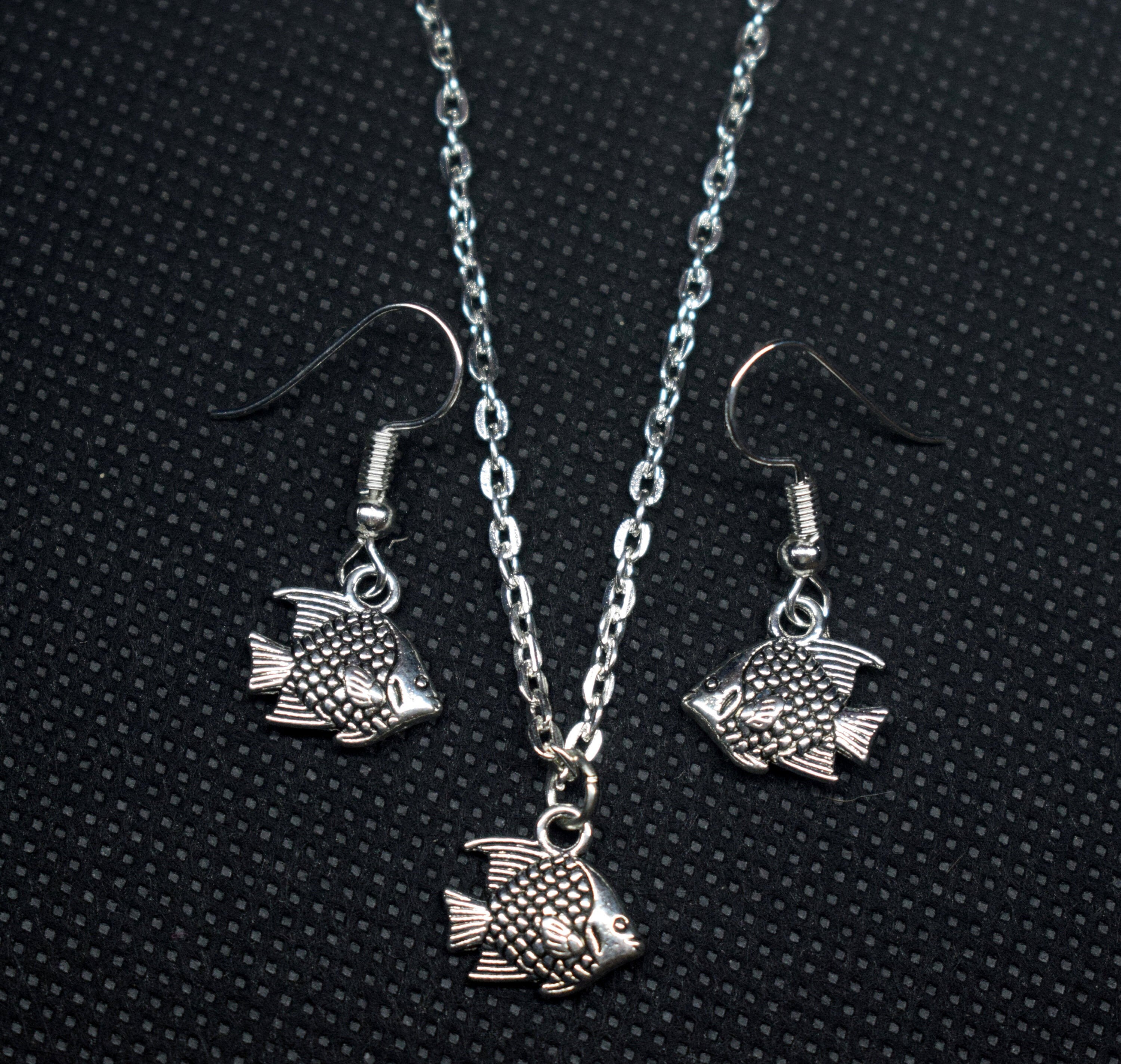 Fish Earrings Silver Earrings Fish Charm Earrings Fish Etsy