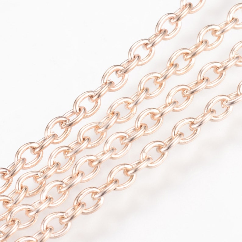 Chaîne à maille forçat 3x2mm, Chaines à mailles, Chaine fine maillon, Chaine 3x2mm, Chaînes pour bracelets et colliers Or rose