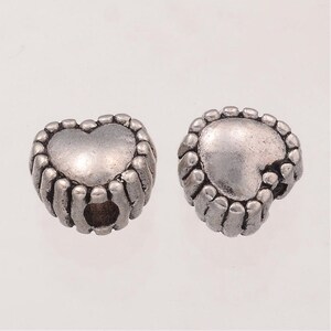 Perles intercalaires coeur mètal argenté 5,5x5,5mm trou 1,5mm image 2