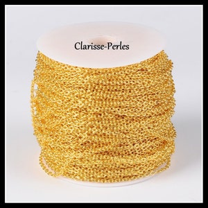 Chaîne à maille forçat 3x2mm, Chaines à mailles, Chaine fine maillon, Chaine 3x2mm, Chaînes pour bracelets et colliers Or