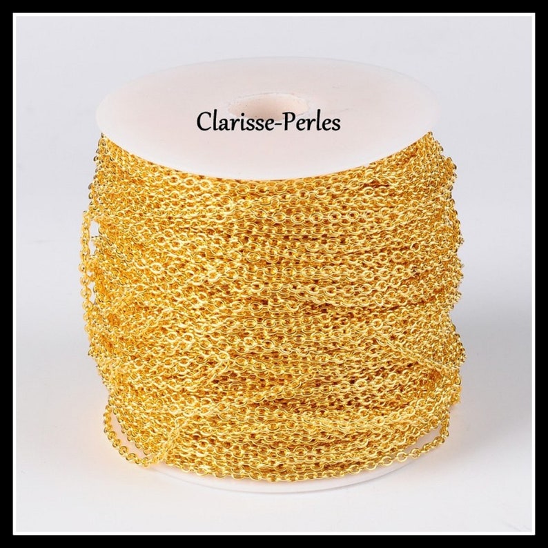 Chaîne à maille forçat 3x2mm, Chaines à mailles, Chaine fine maillon, Chaine 3x2mm, Chaînes pour bracelets et colliers Or