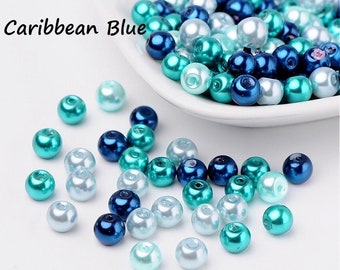Perles rondes verre nacres 8mm trou 1mm, couleurs variées