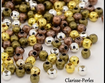 Round Metal Spacer Beads 3mm Silver/ Bronze/ Copper / Gunmetal/ Mixed