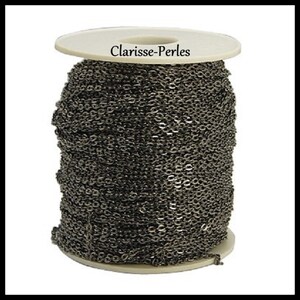 Chaîne à maille forçat 3x2mm, Chaines à mailles, Chaine fine maillon, Chaine 3x2mm, Chaînes pour bracelets et colliers Gunmetal