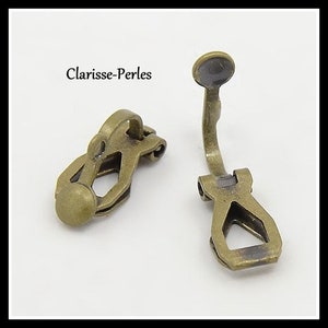 Clips oreilles non percées 13x10mm trou 1,5mm Argenté/ Bronze image 5