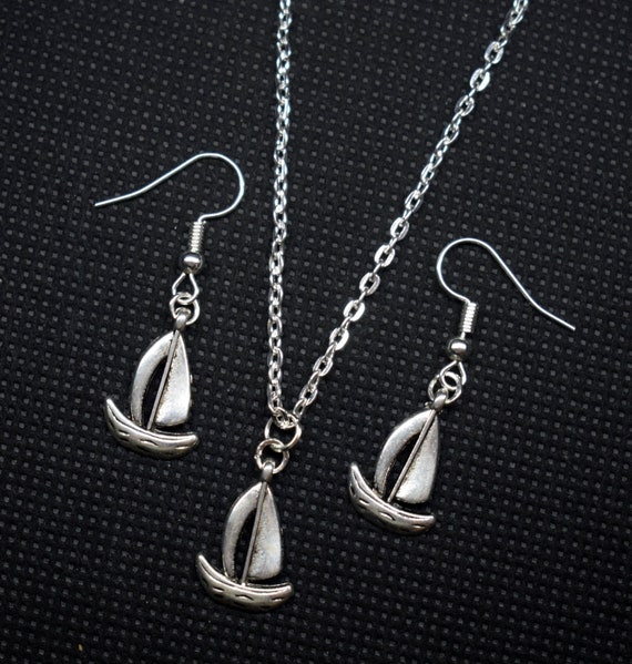 Ship Earrings Silver Earrings Ship Charm Earrings Ship Etsy
