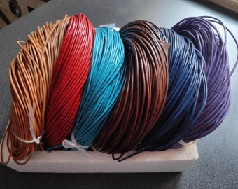 Round Leather Cord 2mm, Round Leather Cord Lace, Leather Cord, Natural Leather Cord, Necklace Bracelet Cord, 7 Colors Available