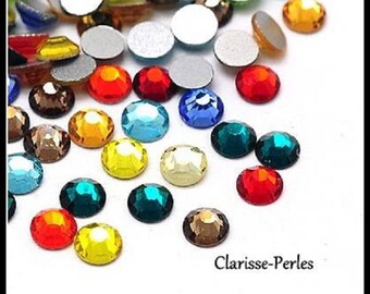 Crystal Rhinestone Round Half beads cabochons strass with facet 2,4mm Mixed Color, Flat Back Rhinestones Cabochon