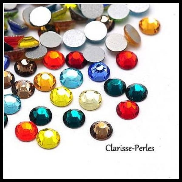 Rhinestone Strass Cabochons demi perles à coller multicolore/ Scrapbooking 2,4mm