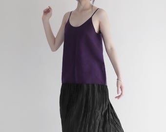 25010---Purple Mud Silk Cami Top, Women Camisole, Spaghetti Strap Top, Handmade by OOZZ