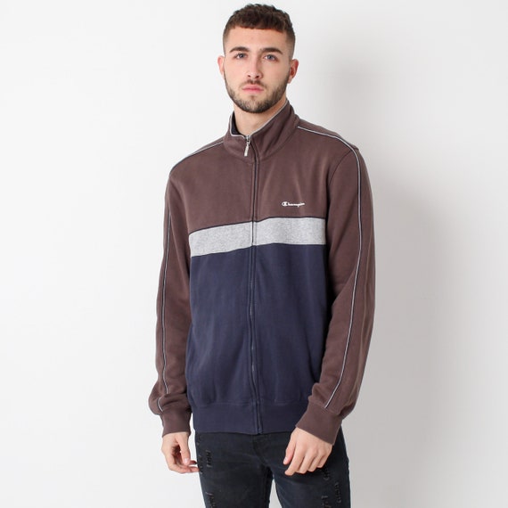 Vintage Champion Jacket Zip Sweatshirt Brown