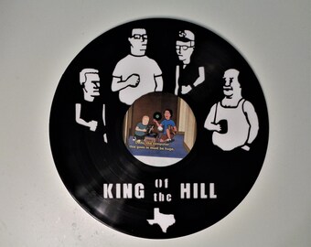 King of the Hill Design cut into Vinyl Phonograph Record - Wall Display - FREE SHIPPING