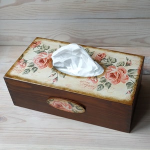 Tissue box cover. Wooden napkin holder
