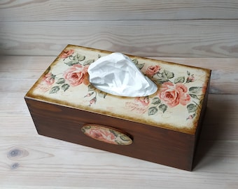 Tissue box cover. Wooden napkin holder