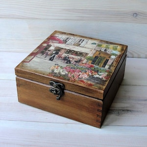 Wooden tea box. Tea lover gift