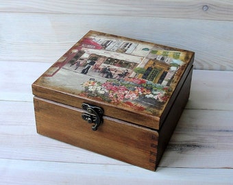Wooden tea box. Tea lover gift
