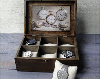 Caja de reloj de madera para hombre. Caja de reloj