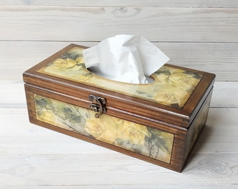 Wooden tissue box cover