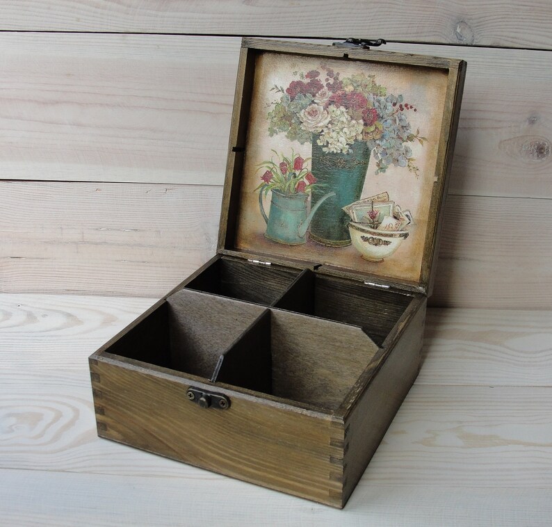 Wooden Tea Box Chest Storage Bag Organizer Wood Gift Caddy Lover