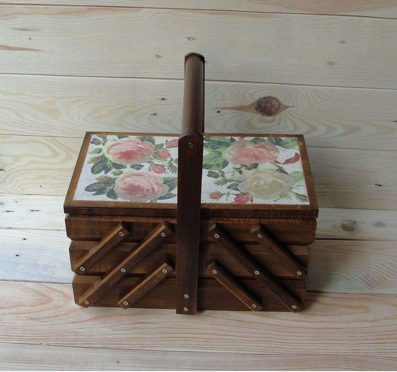 Holz Freischwinger Nähkasten Akkordeon Nähkorb Nähkorb | Etsy