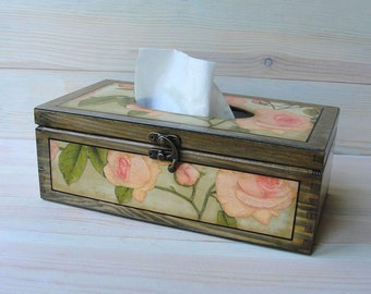 Wooden tissue box cover