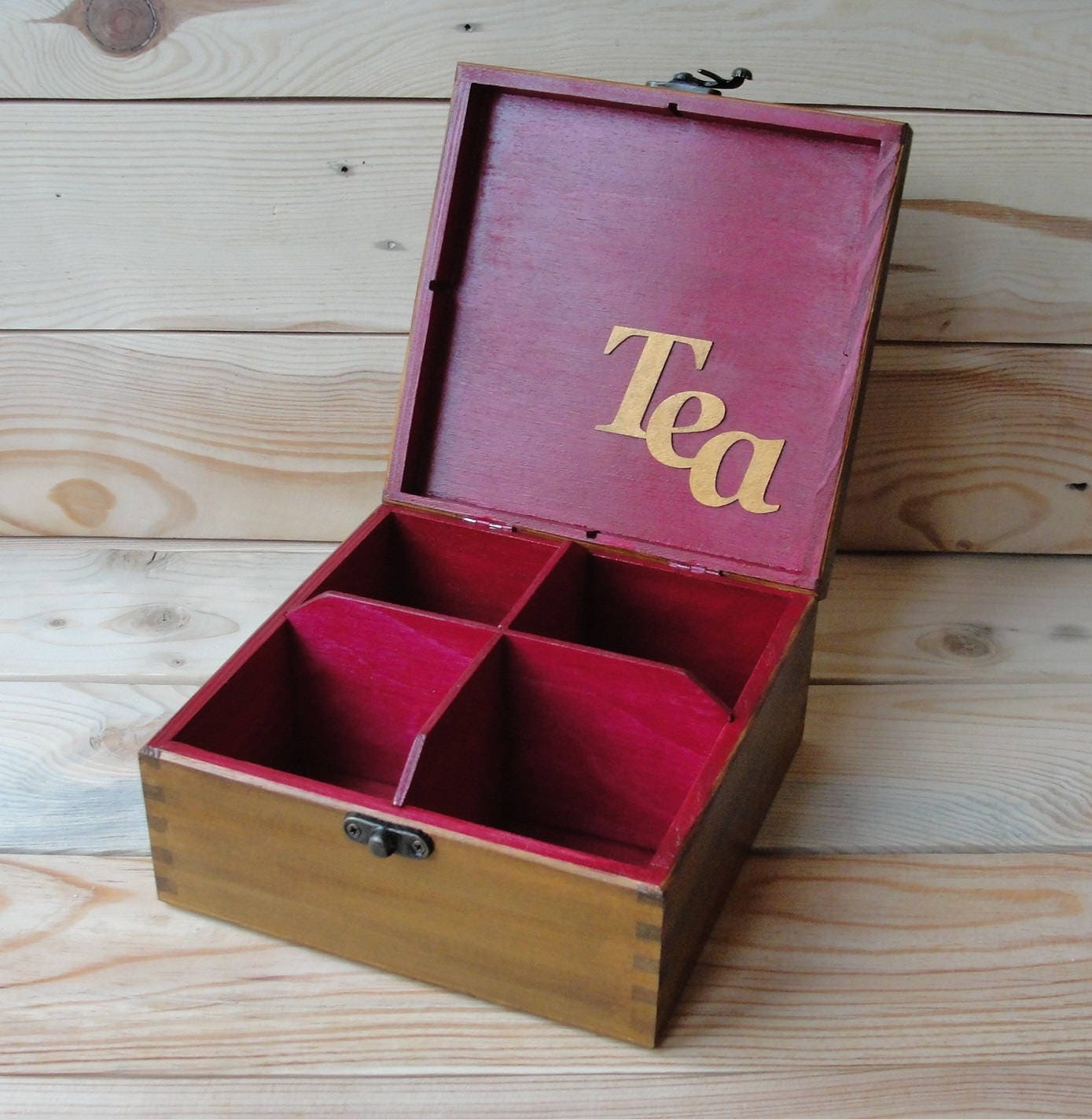 Wooden tea box Tea storage box Tea bag holder Wood tea bag Etsy
