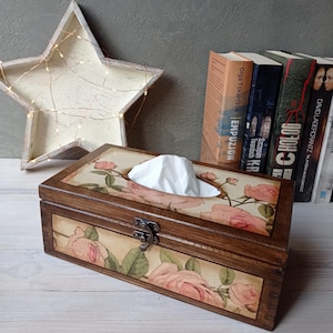 Couvercle de boîte à mouchoirs en bois